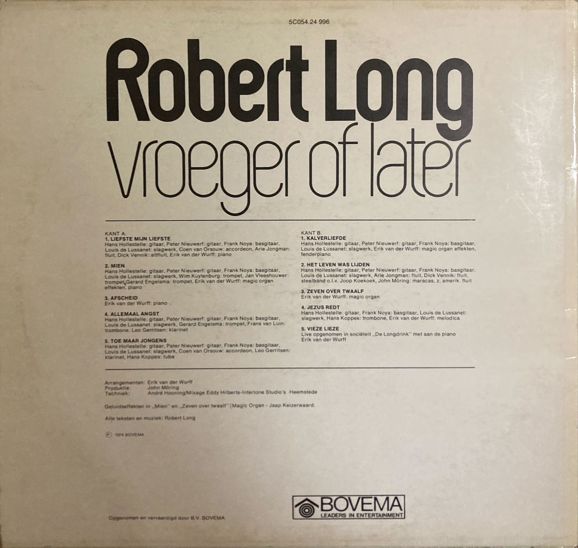 Robert Long - Vroeger Of Later