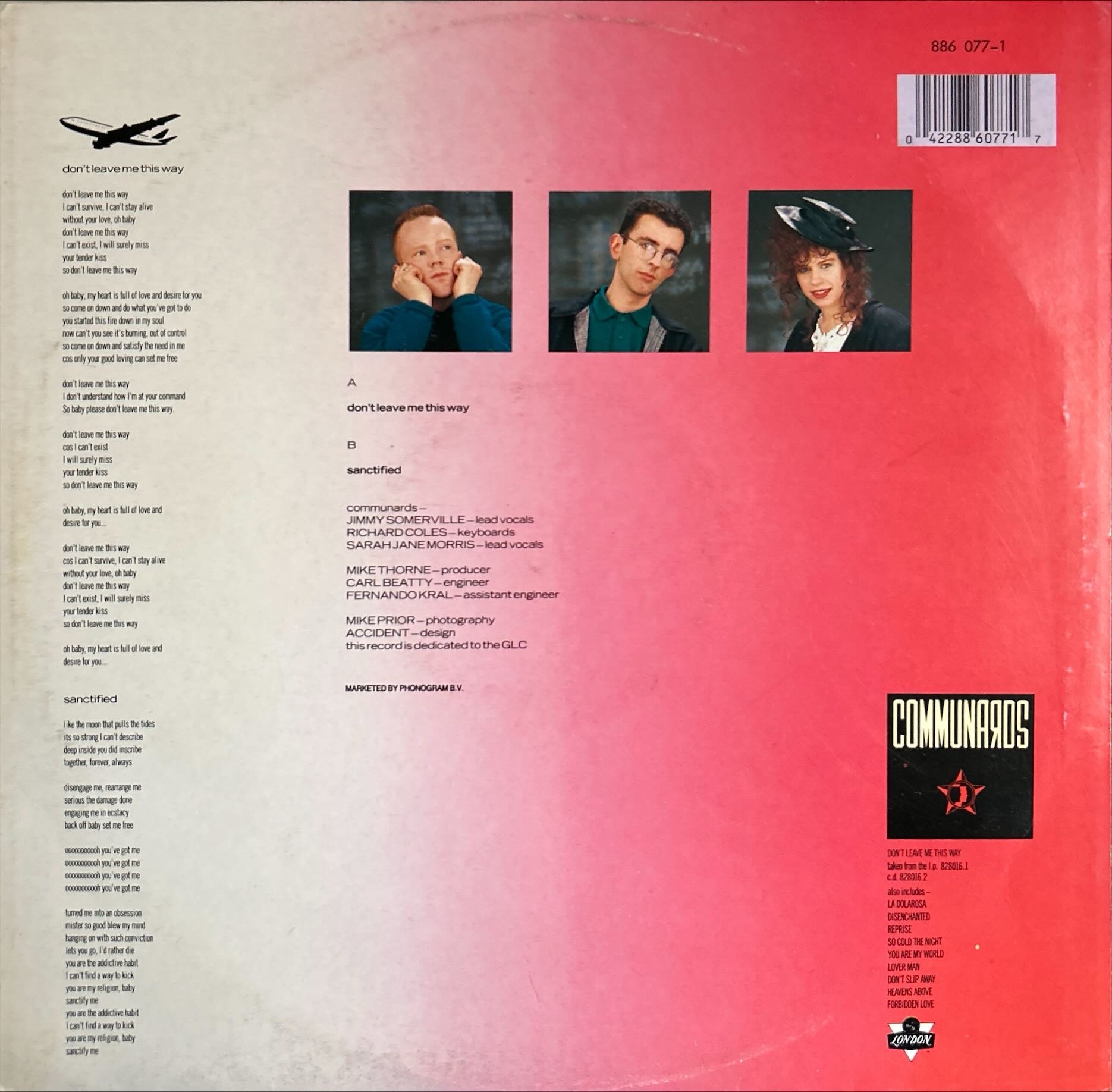 Communards With Sarah Jane Morris - Don't Leave Me This Way