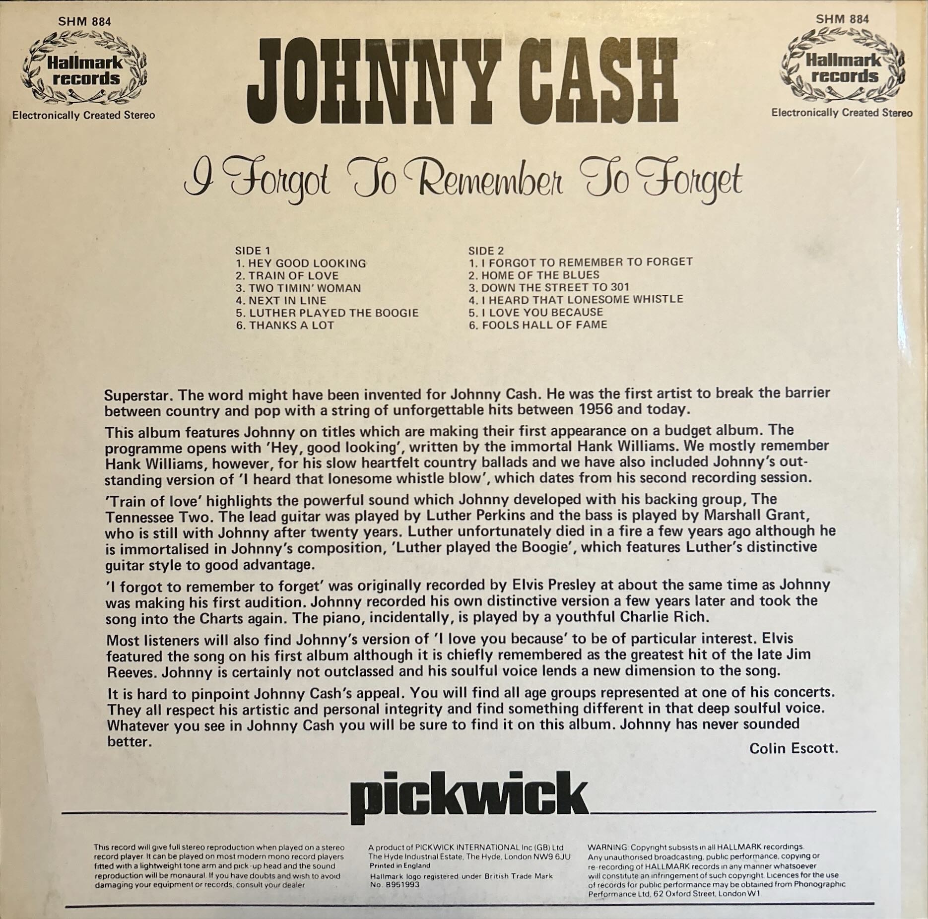 Johnny Cash - I Forgot To Remember To Forget
