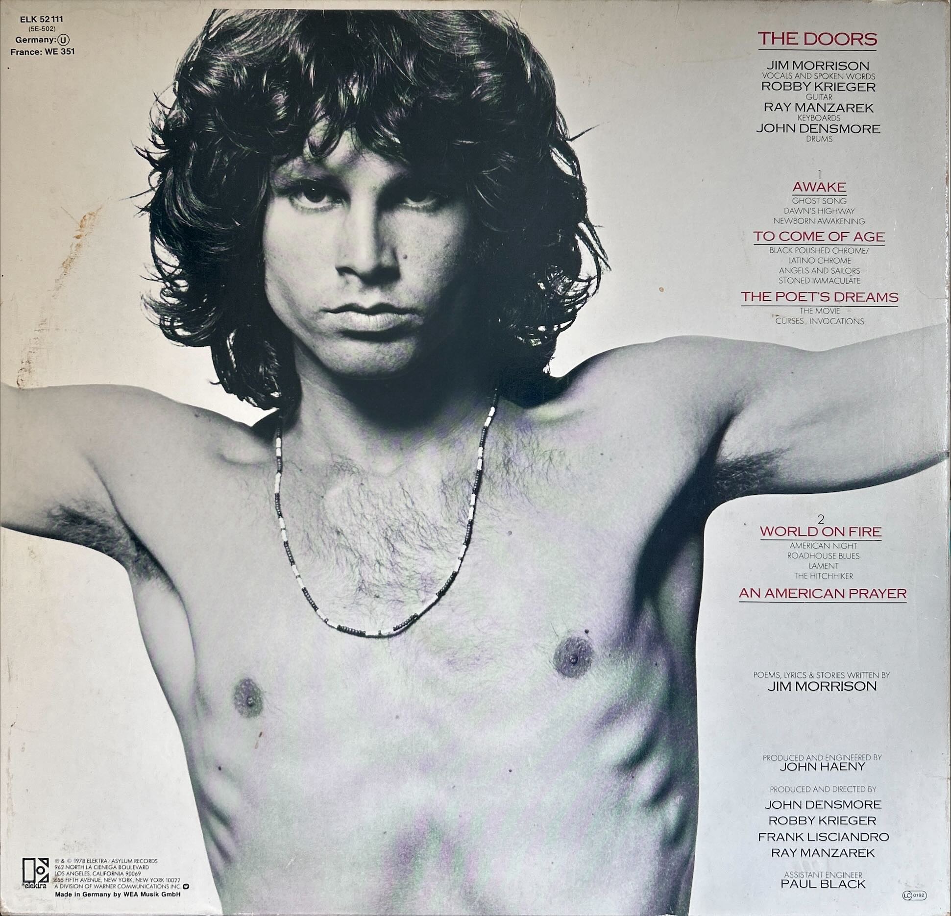 Jim Morrison Music By The Doors - American Prayer, An