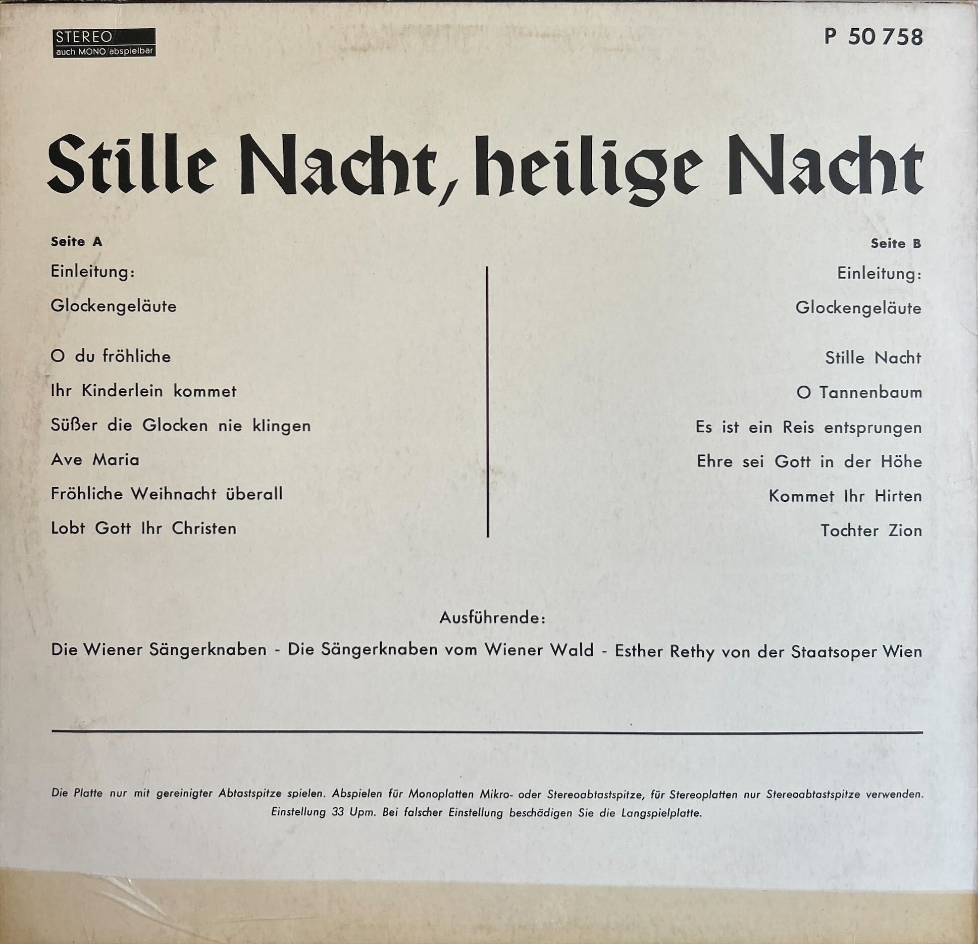 Die Wiener Sangerknaben, Die Sangerknaben Vom Wienerwald, Esther Rethy - Stille Nacht, Heilige Nacht
