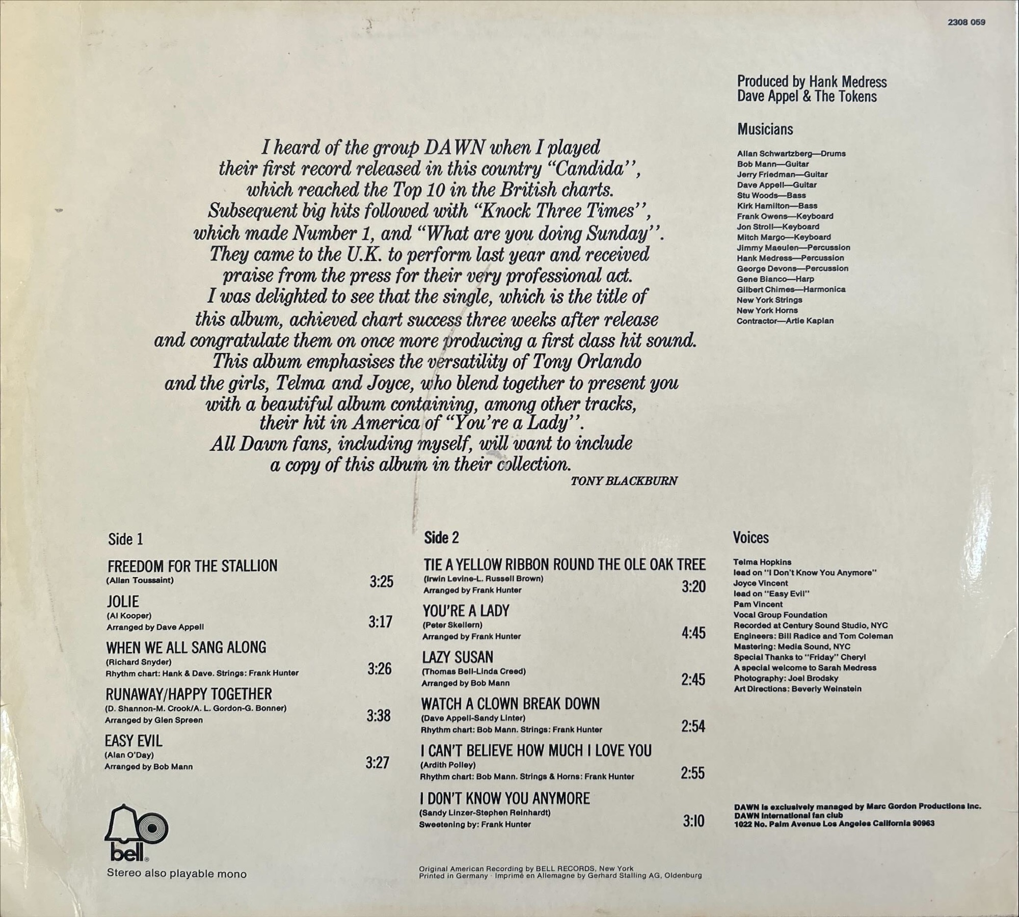Dawn - Tie A Yellow Ribbon