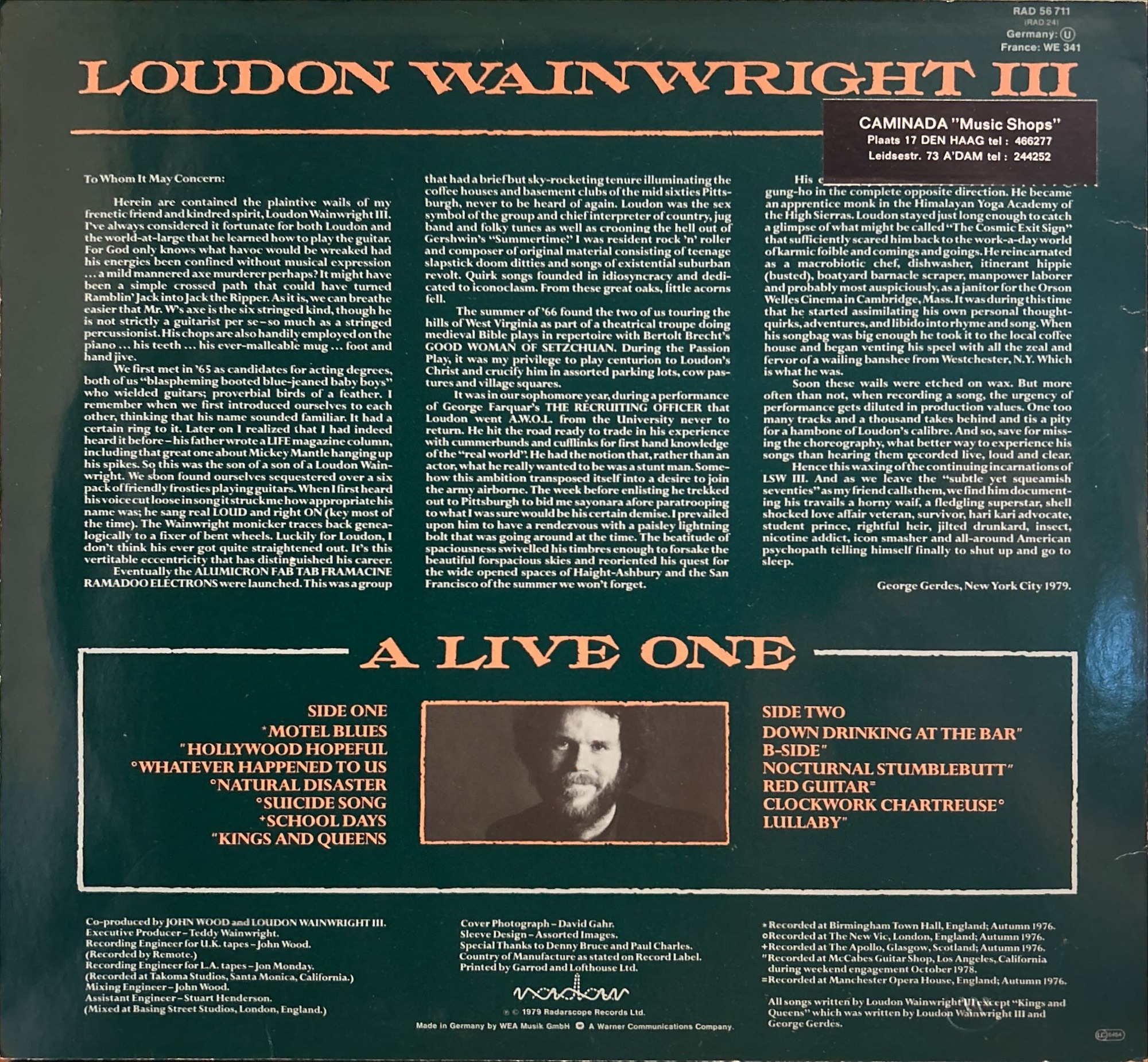 Loudon Wainwright III - Live One, A