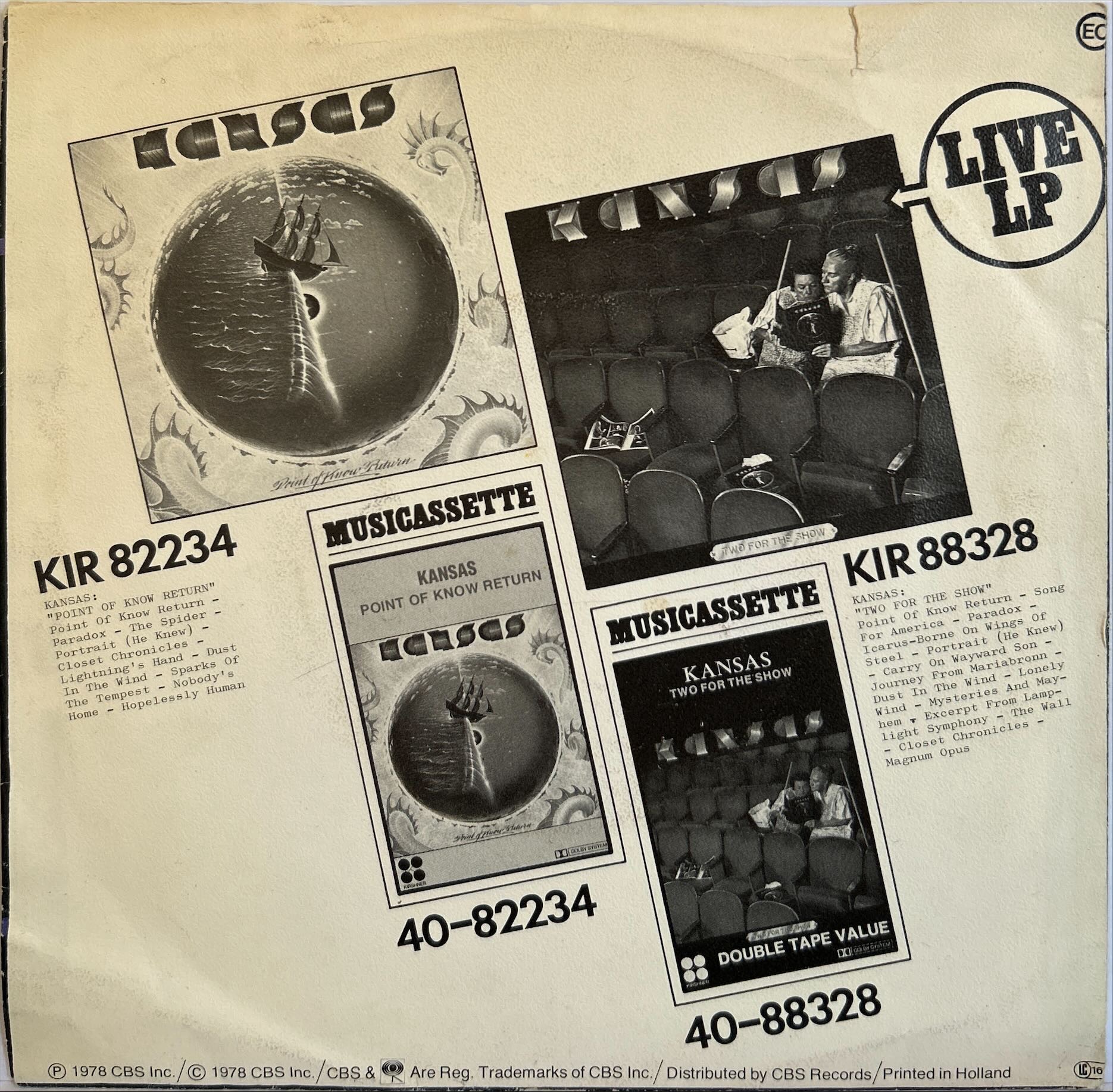 Kansas - Point Of Know Return / Paradox
