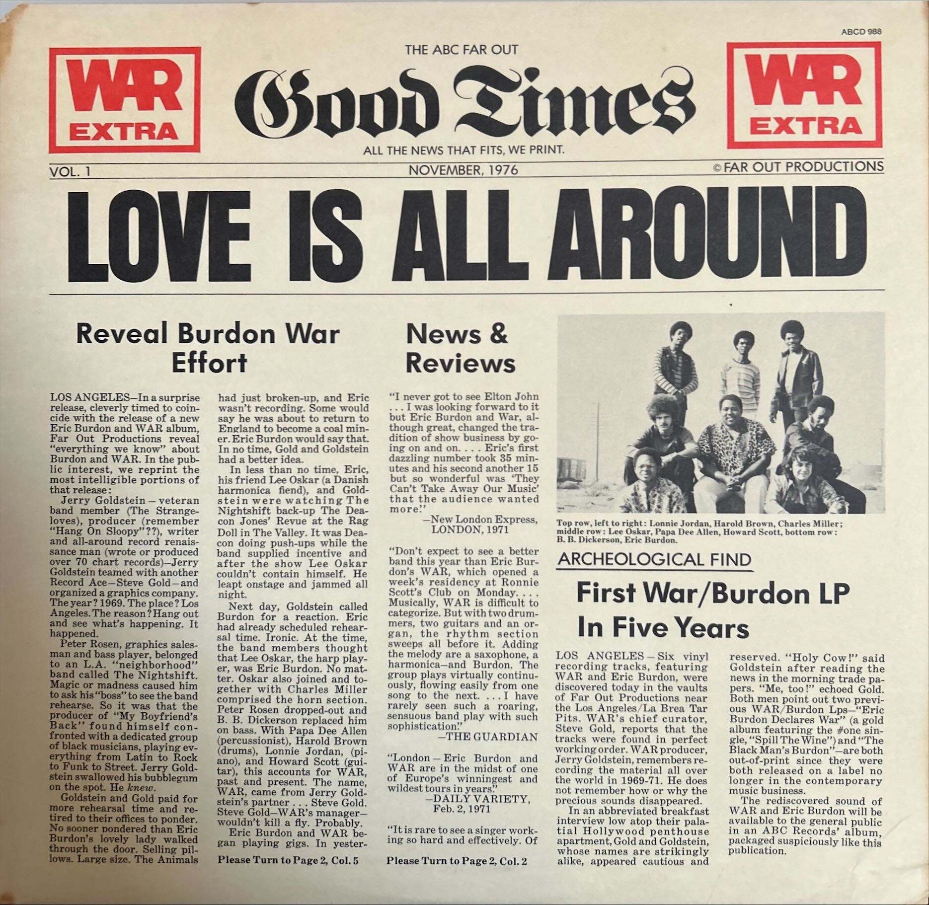 War Featuring Eric Burdon - Love Is All Around